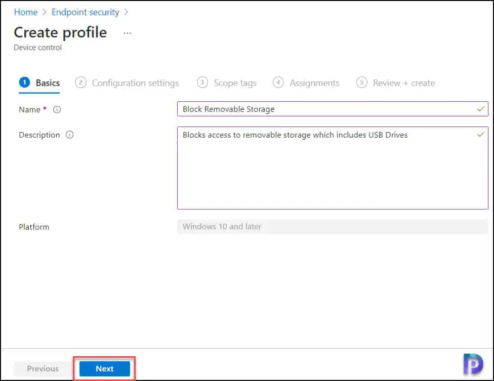 Block Removable Storage using Intune