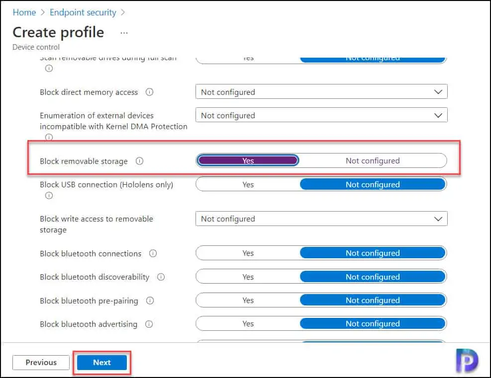 Block Removable Storage using Intune