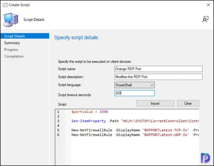 PowerShell Script to Change Remote Desktop port