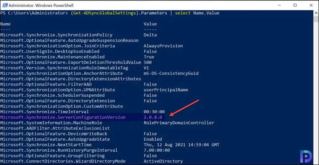 Use PowerShell to Check Azure AD Connect version