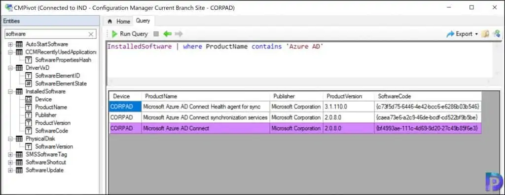 Check Azure AD Connect version using CMPivot