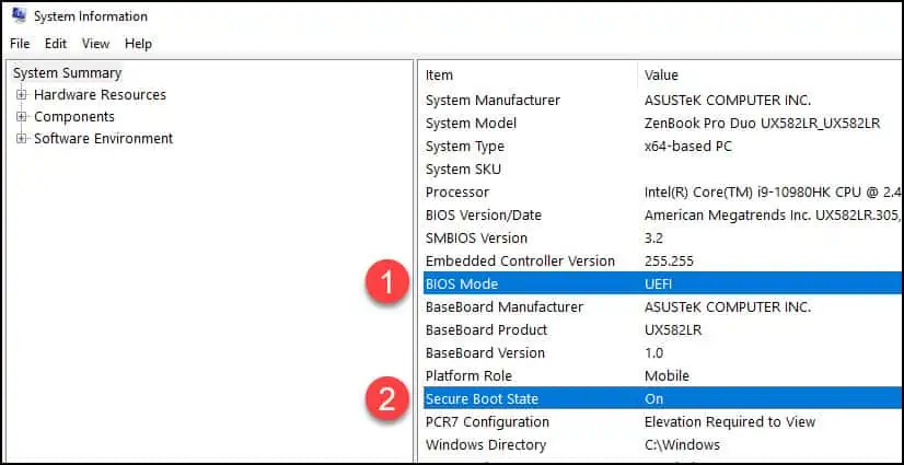 Check Secure Boot Status using MSInfo32