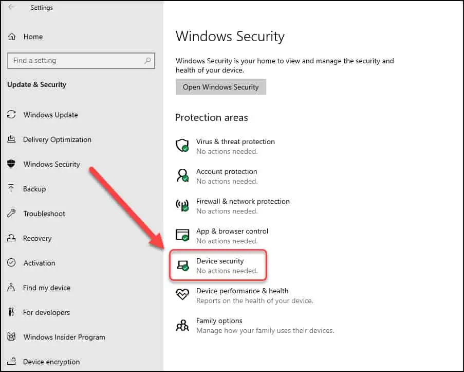 Check Secure Boot Status via Windows Security Settings