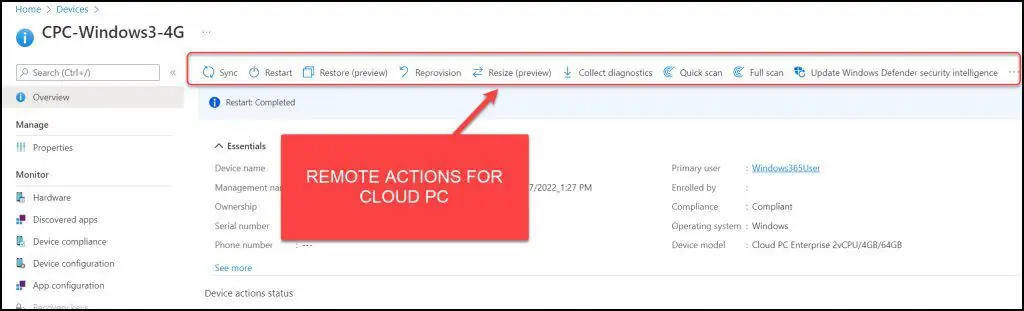 Remote Actions for Cloud PC