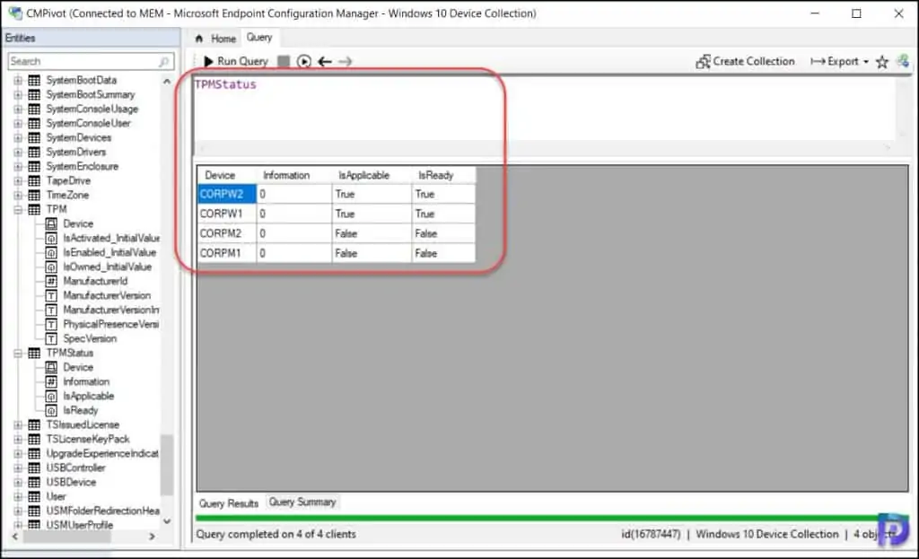 CMPivot Query to Find TPM Status