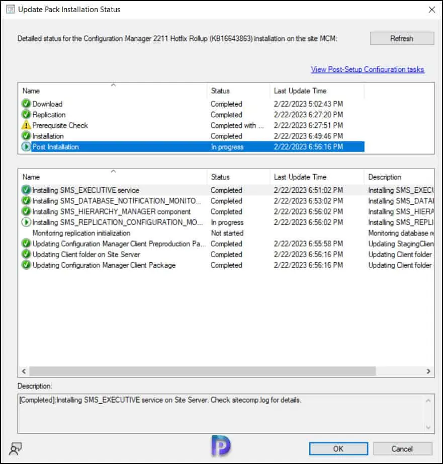 Monitor the KB16643863 Hotfix Update Rollup Installation Progress