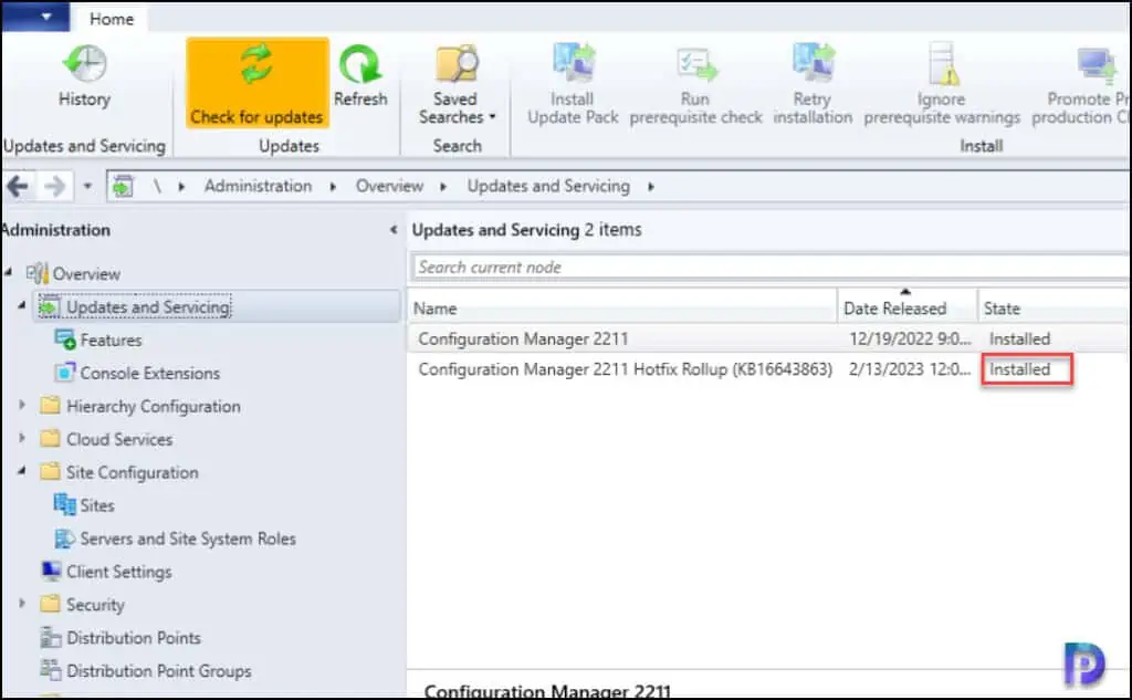 Verify the KB16643863 Installation on ConfigMgr 2211 Server