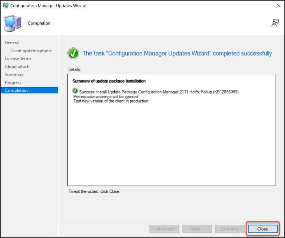 Install Configuration Manager 2111 Hotfix KB12896009