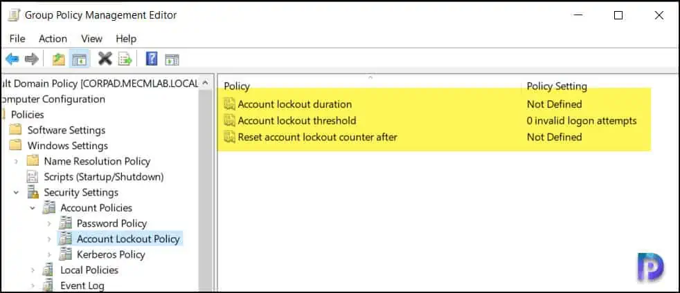 Account Lockout Policy Options