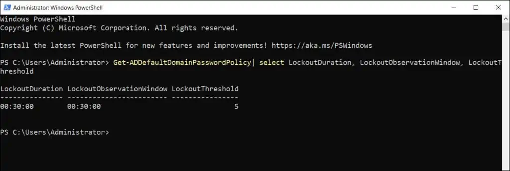 View Account Lockout Policy Settings using PowerShell