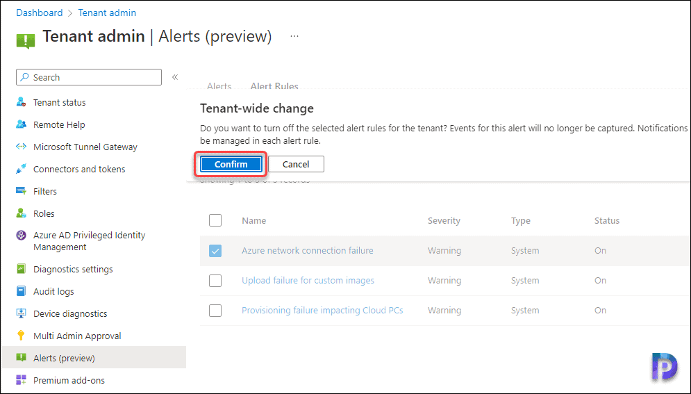 Turn off Alerts for Windows 365 Cloud PCs