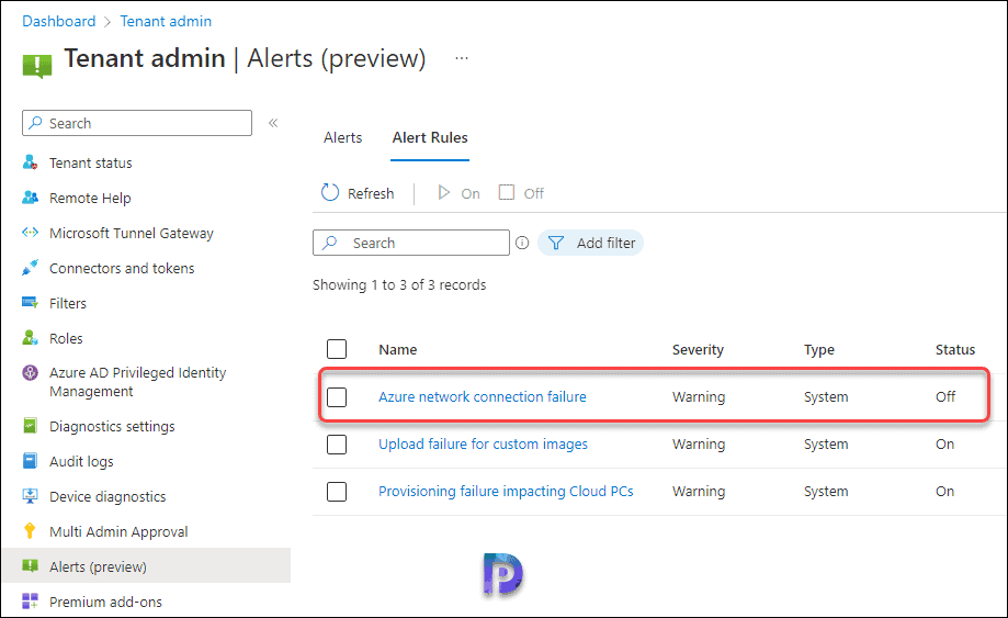 Turn off Alerts for Windows 365 Cloud PCs