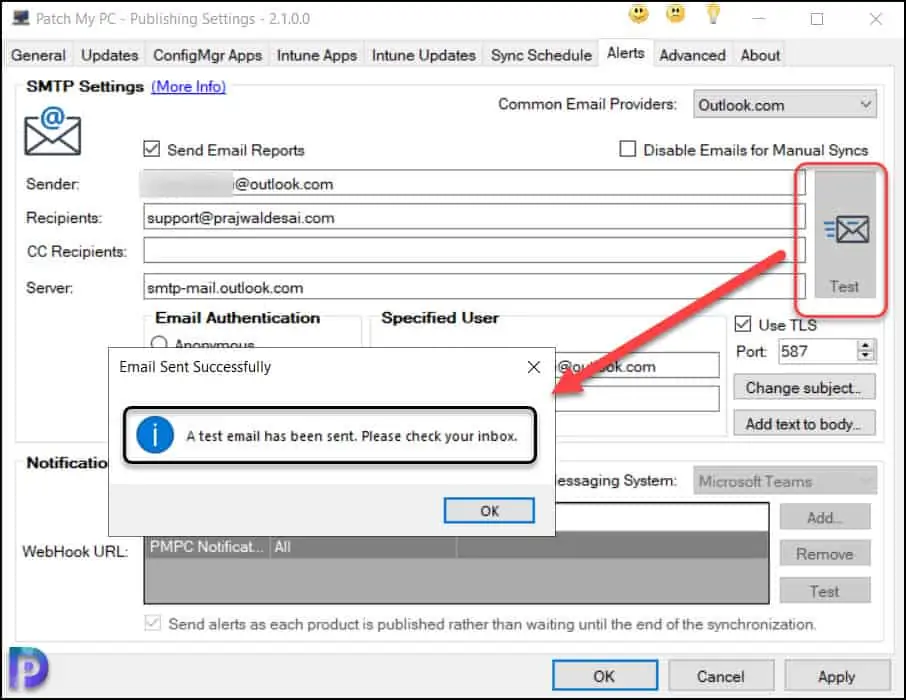 Configure Email Reports in PatchMyPC