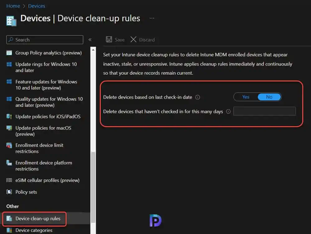 Locating Device Cleanup Rules in Intune