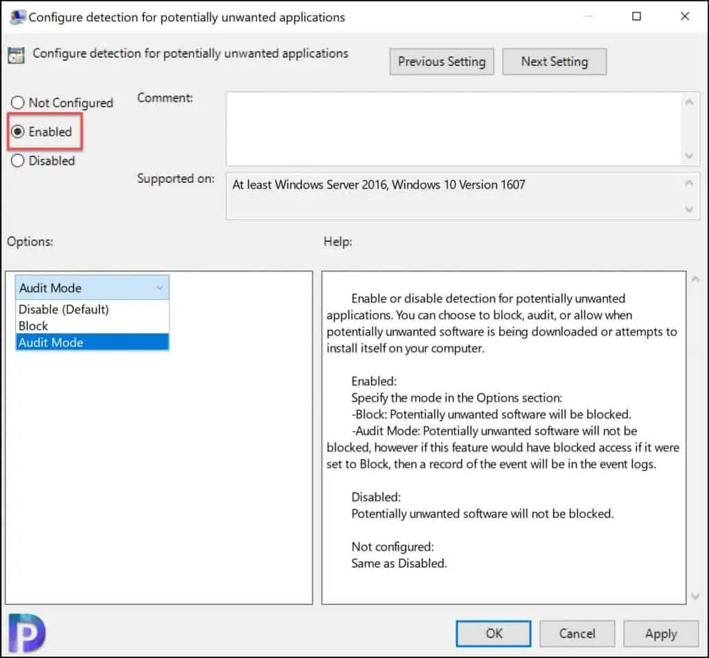 Configure PUA Protection using Group Policy