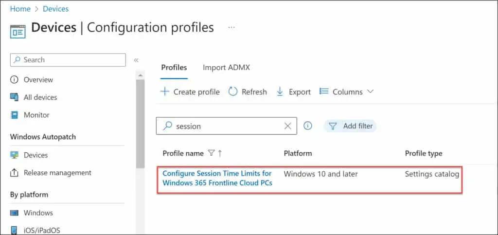 Windows 365 Frontline Cloud PC Session Time Limit Policy