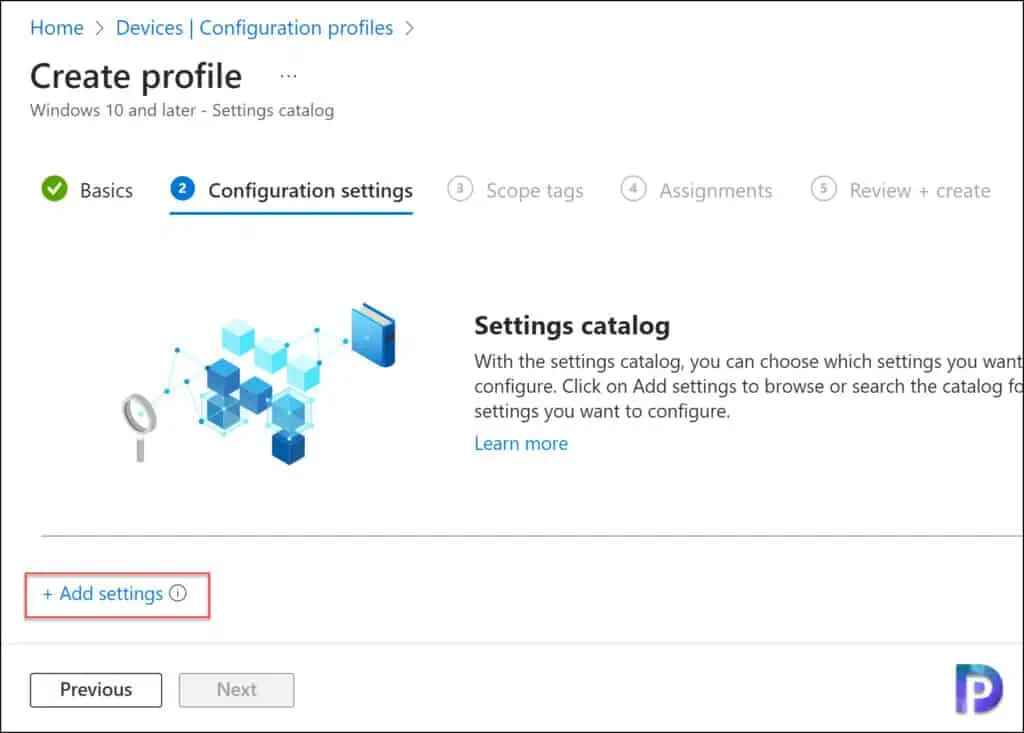 Intune Settings Catalog - Add Settings