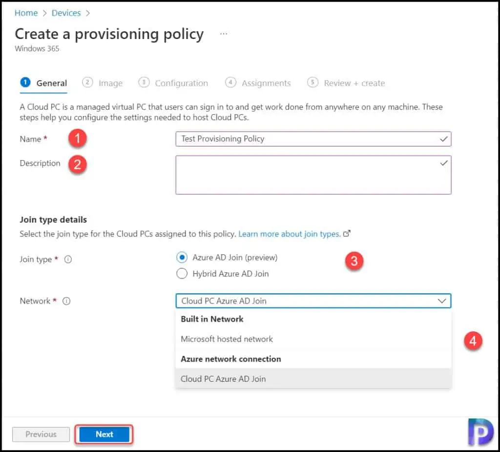 Specify Join Type for Cloud PCs