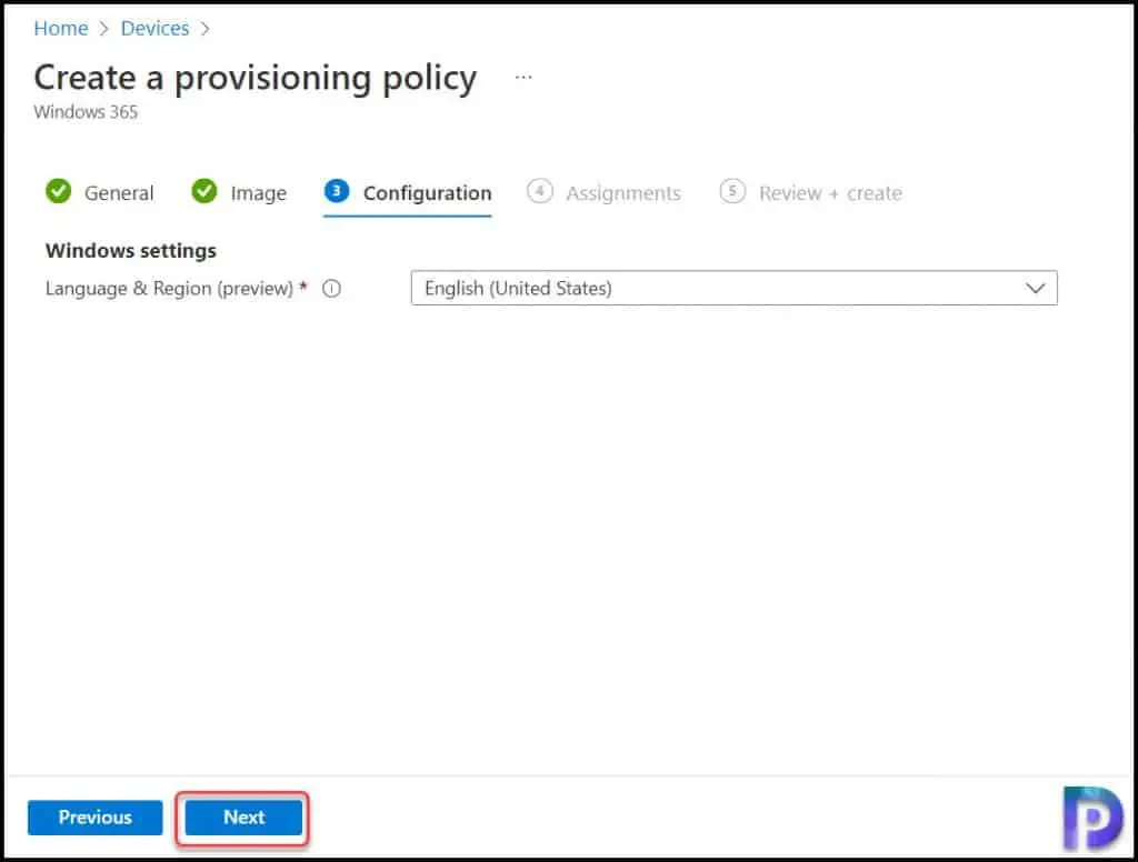 Provisioning Policy in Windows 365 Cloud PC | Language Selection