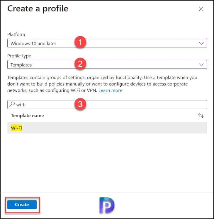 Create a Wi-Fi profile for in Intune