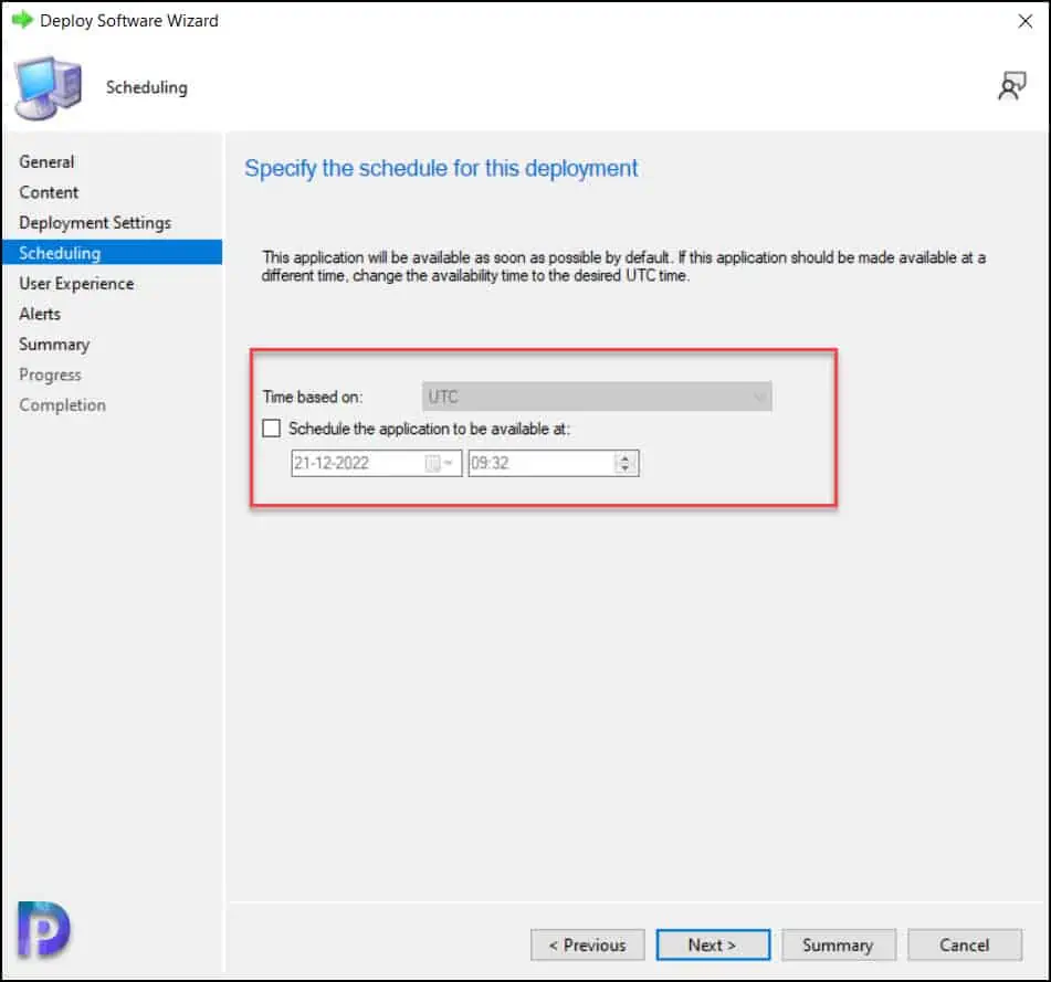 Scheduling Options for Application Group Deployment