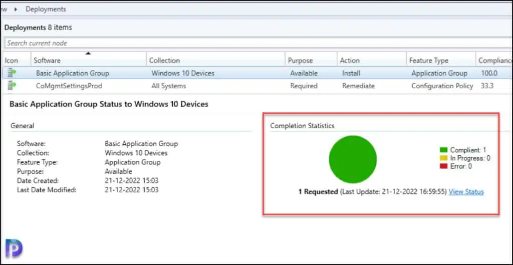 Monitor the deployment Status of SCCM Application Groups