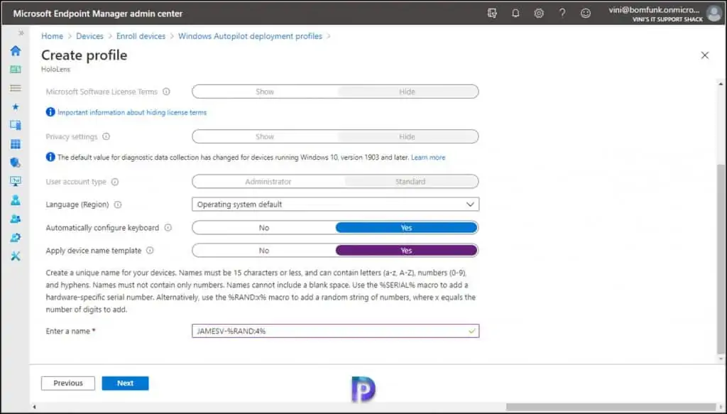 Define HoloLens Profile