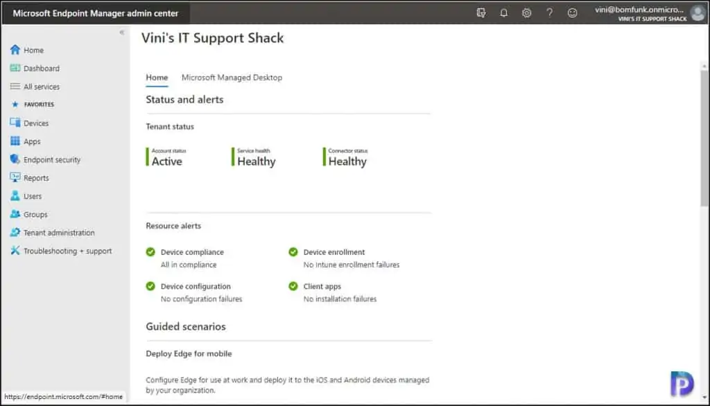 Endpoint Manager console