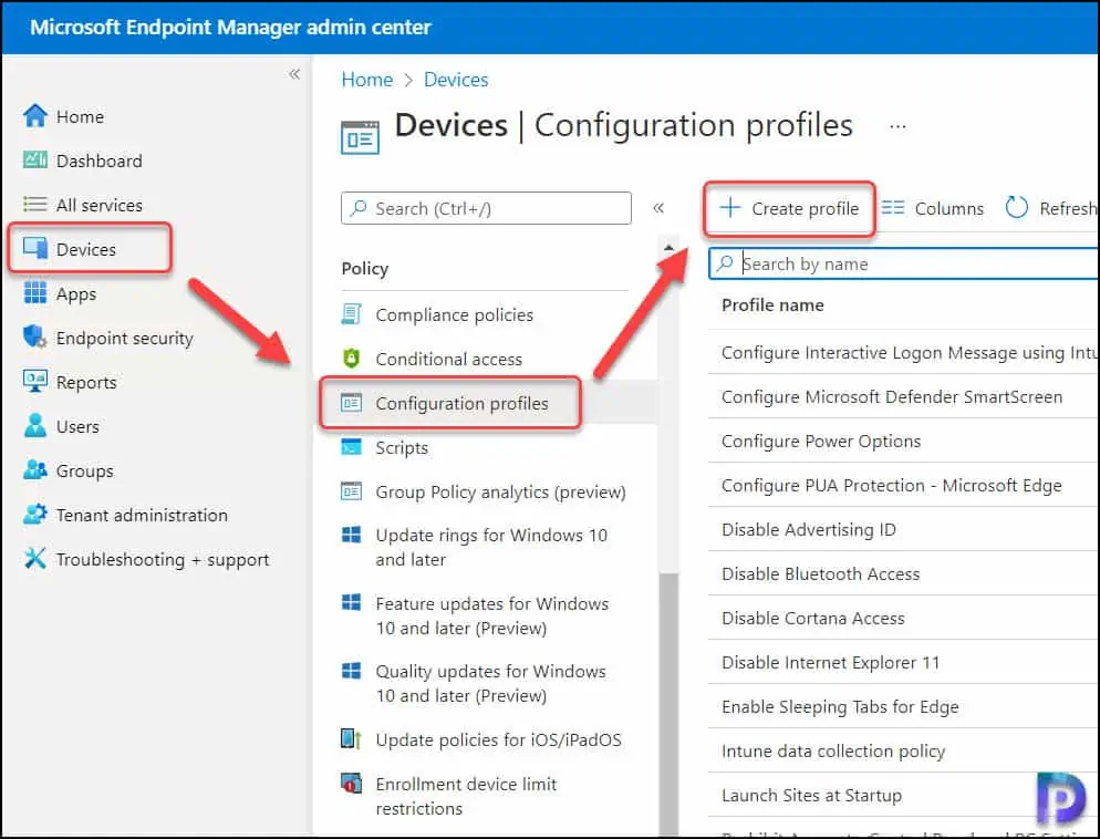 Create Intune Configuration Profile |  Intune Settings Catalog Policy