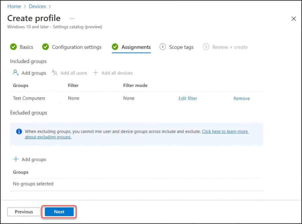 Intune Profile Assignments