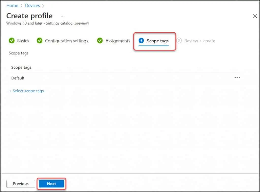 Scope Tags | Intune Configuration Profile