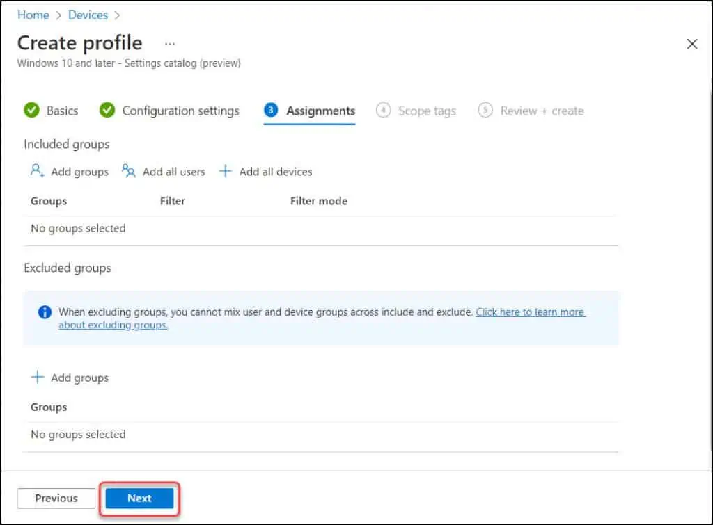 Intune Profile Assignments