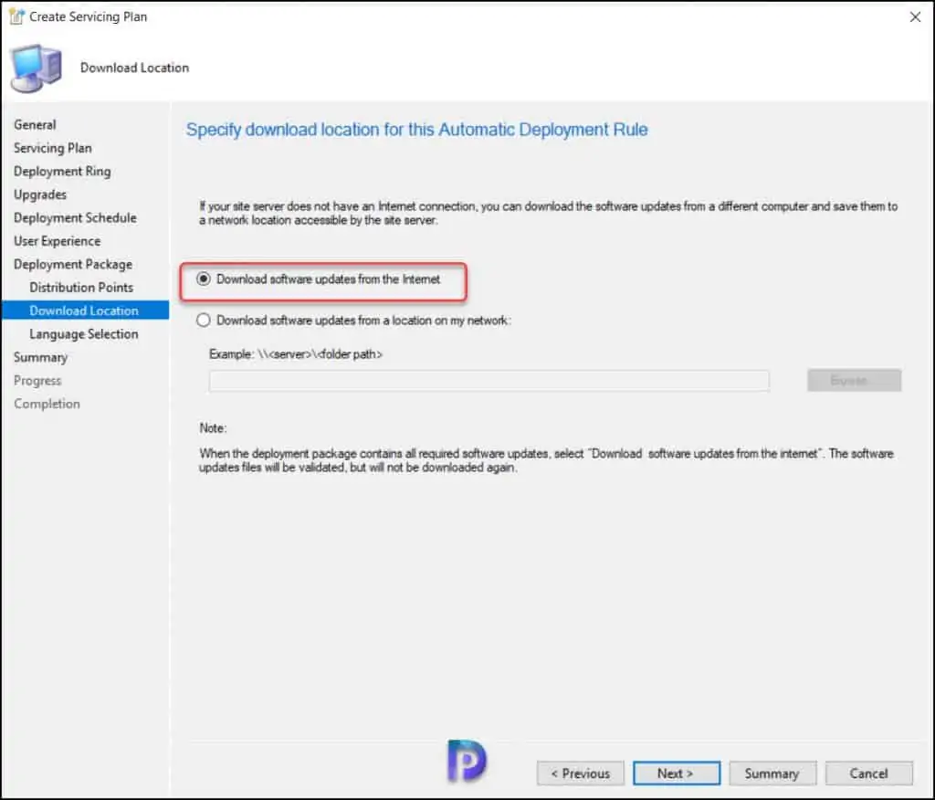 Specify Windows 11 upgrade Download Location
