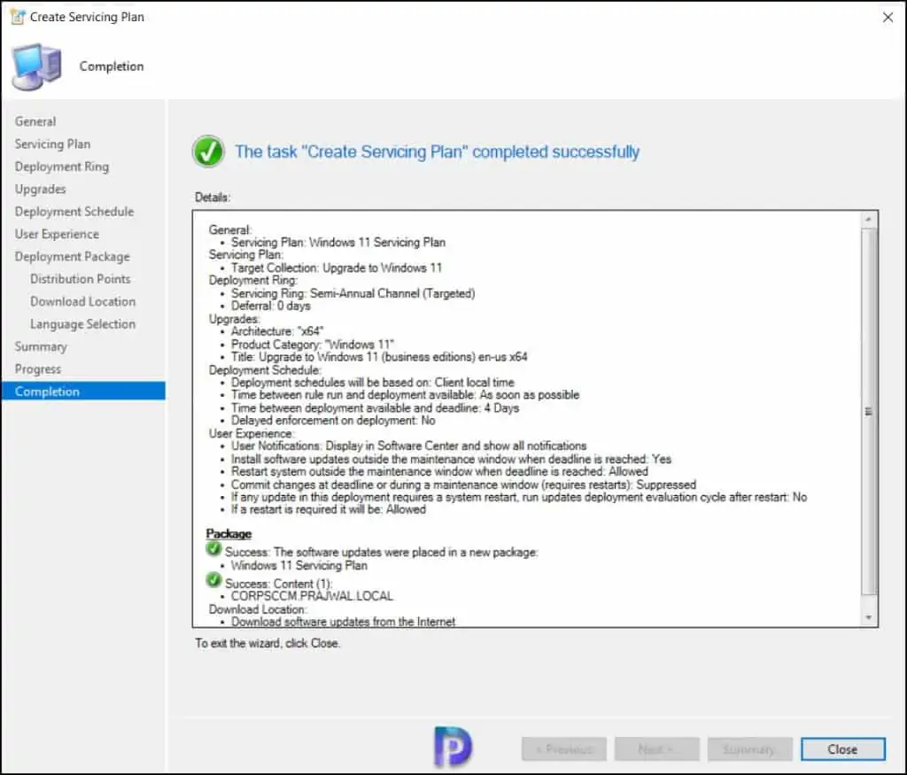 Create SCCM Windows 11 Servicing Plan