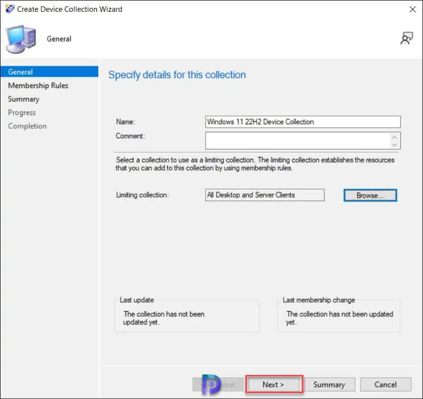 SCCM Device Collection for Windows 11 22H2