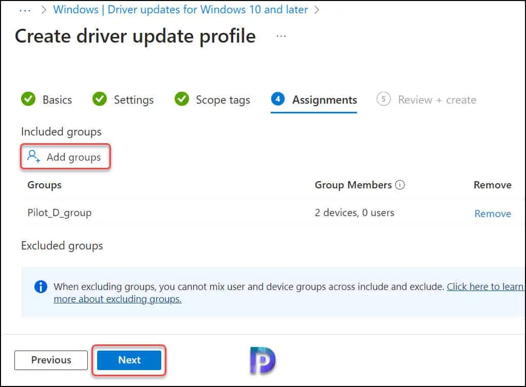 Assign Driver Updates Policy to Azure Groups