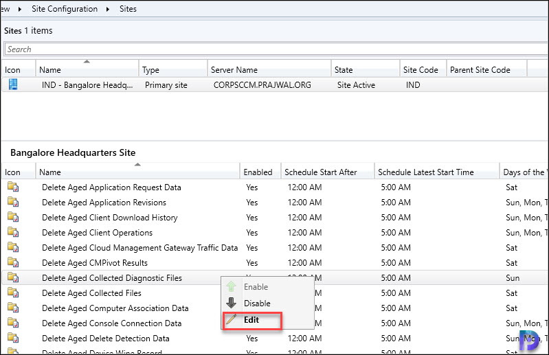 Delete Aged Collected Diagnostic Files task in ConfigMgr