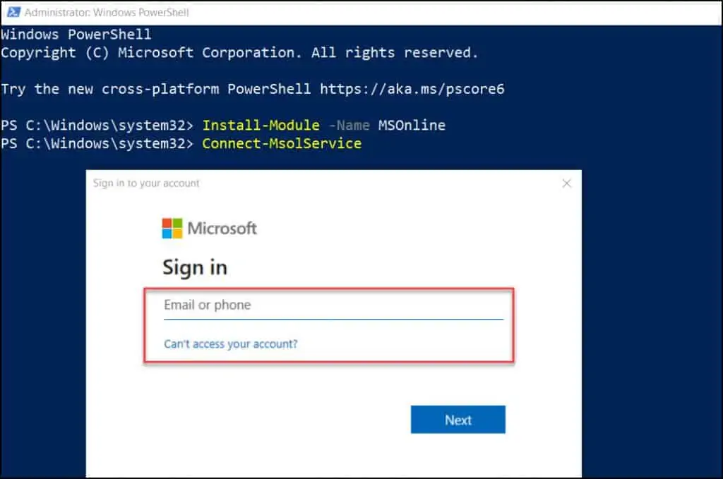 Connect to Azure AD using PowerShell