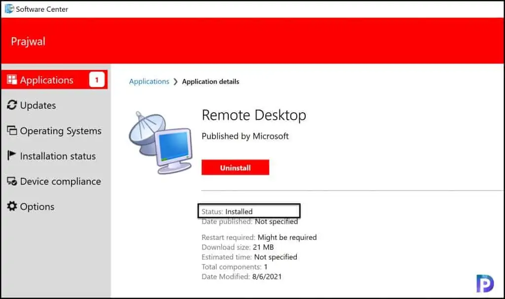 Remote Desktop Client Application Installation