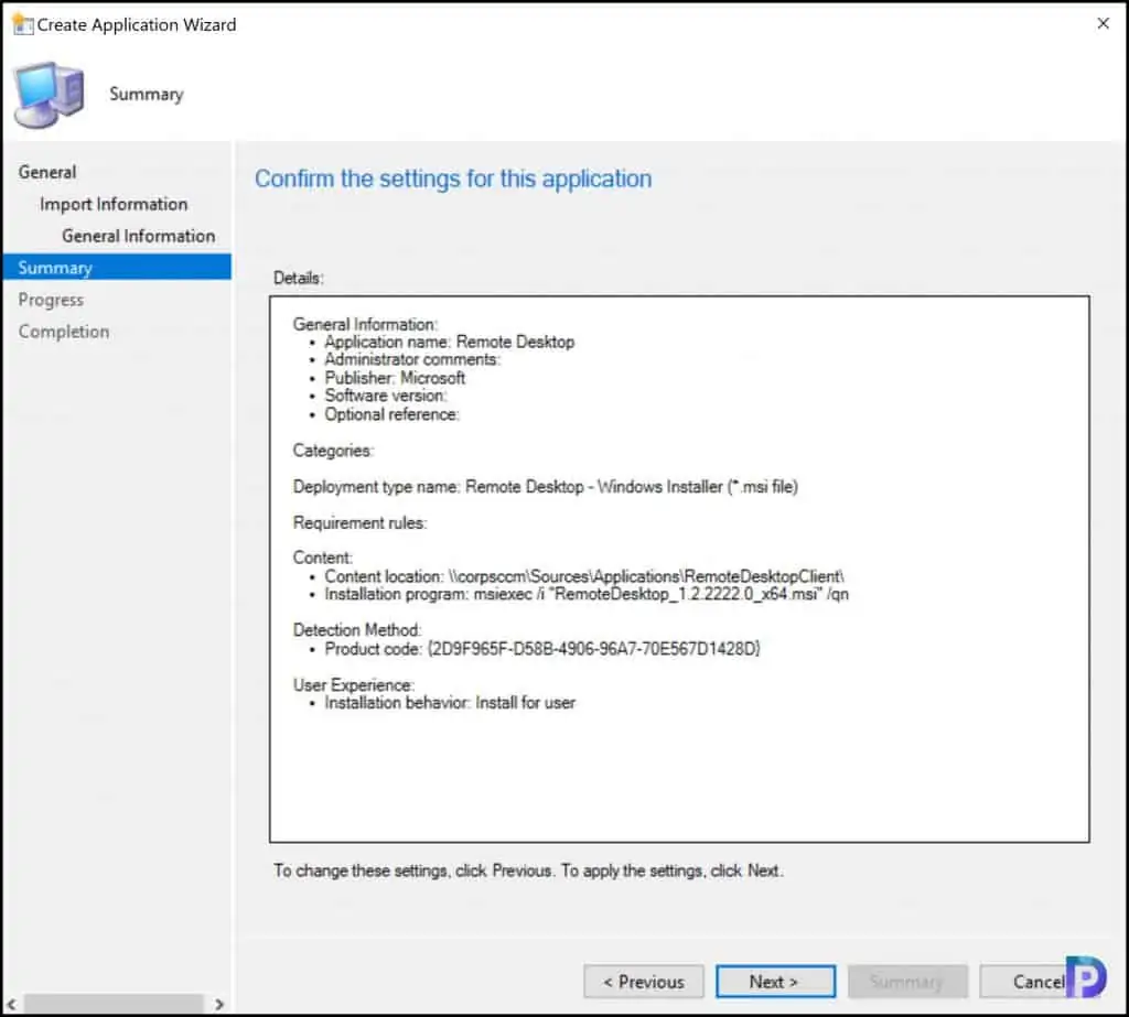 Create Remote Desktop Client Application in SCCM