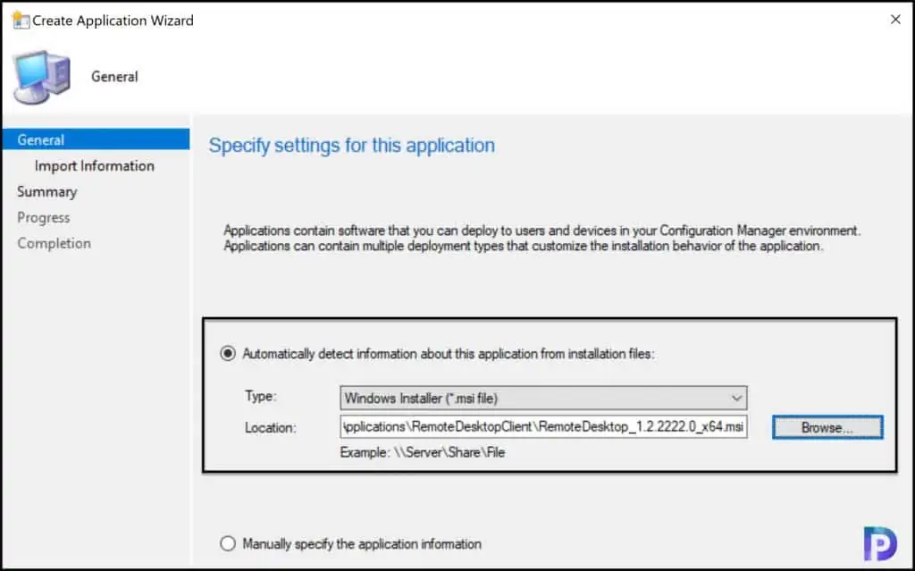 Create Remote Desktop Client Application in SCCM