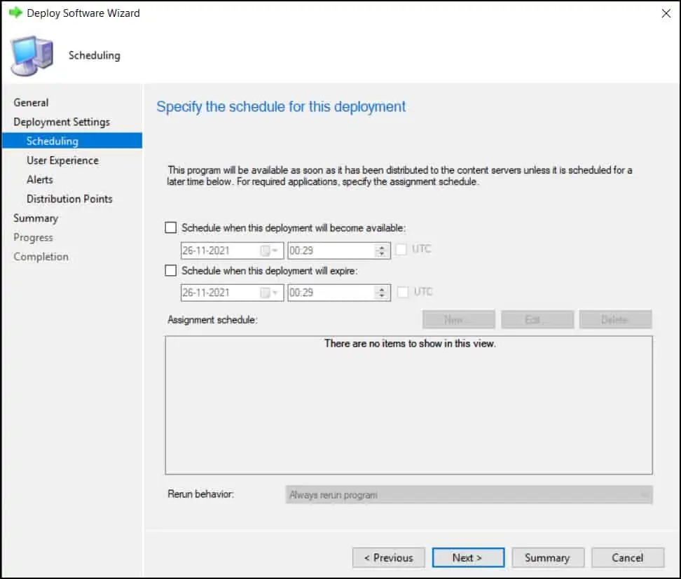 Deploy Windows 10 21H2 using SCCM - Schedule Deployment