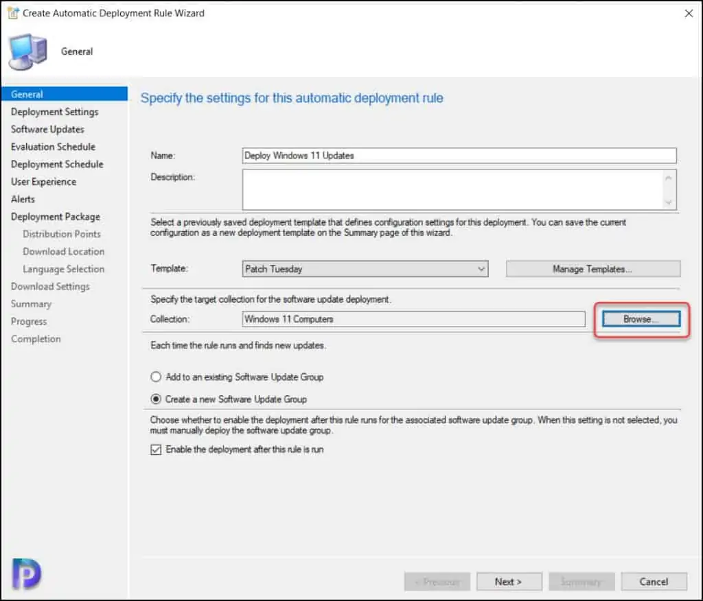 ConfigMgr ADR Settings