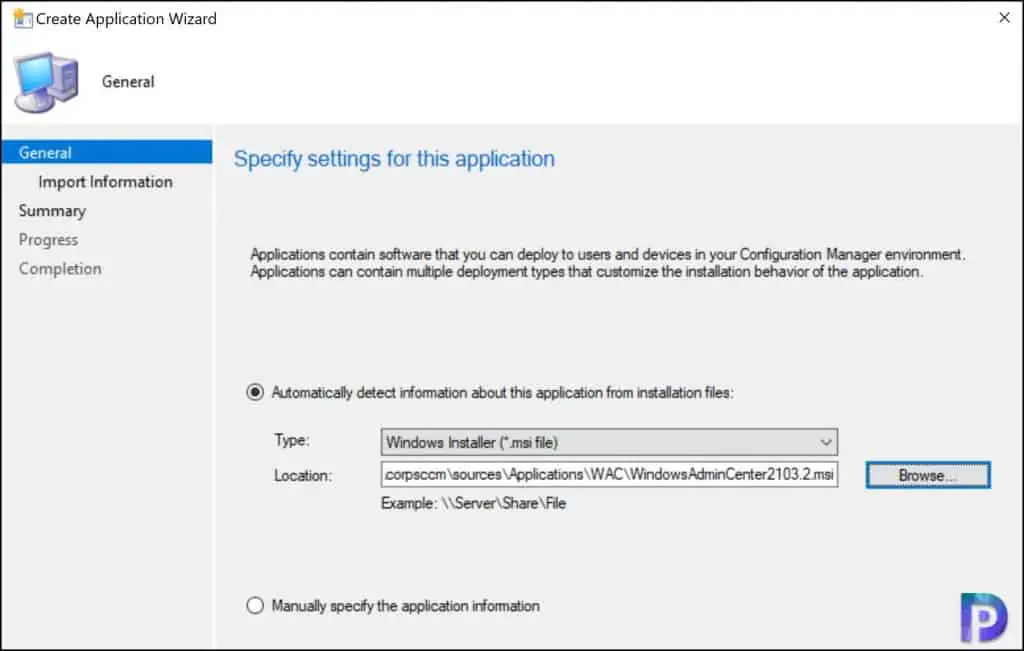 Add Windows Admin Center Application in SCCM