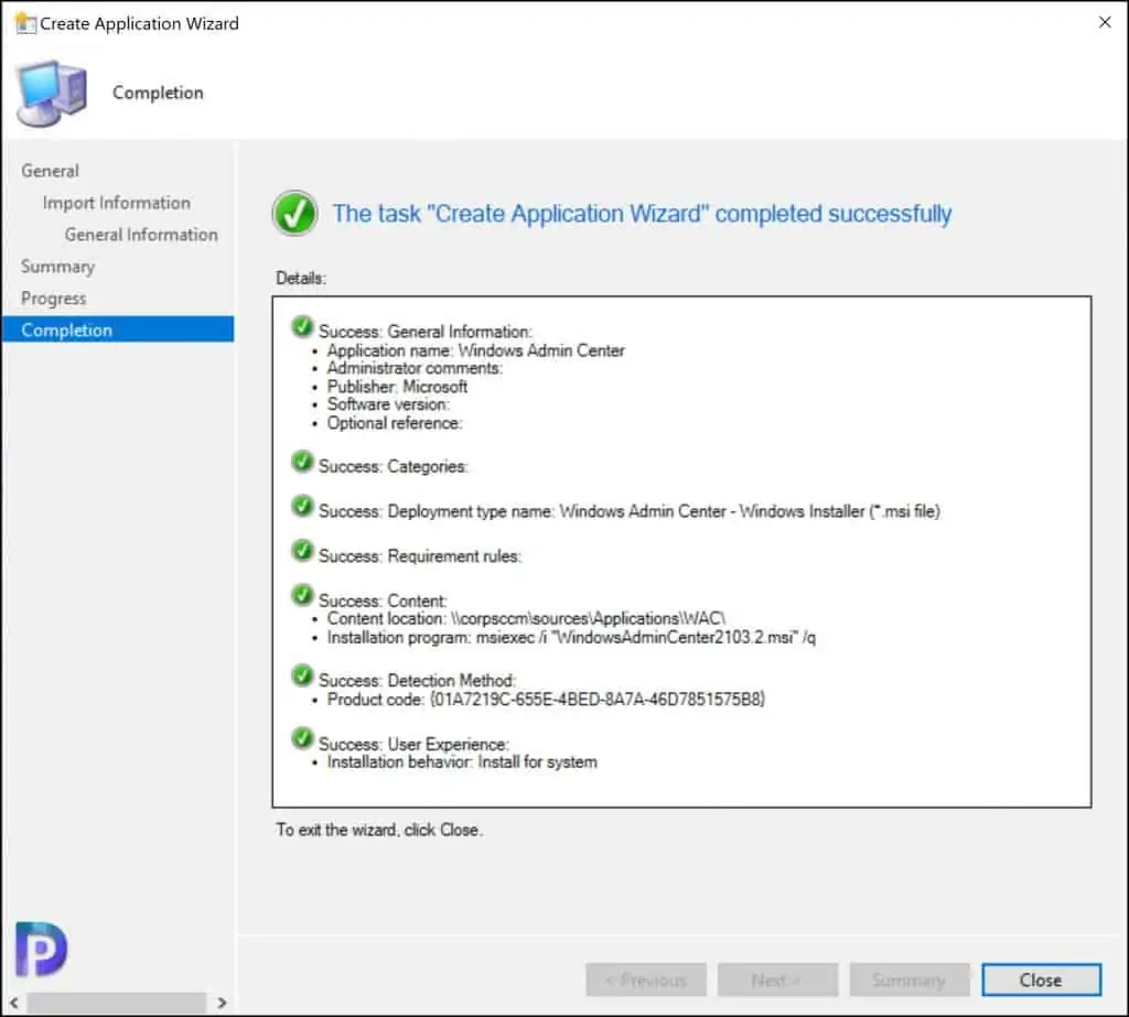 Add Windows Admin Center Application in SCCM