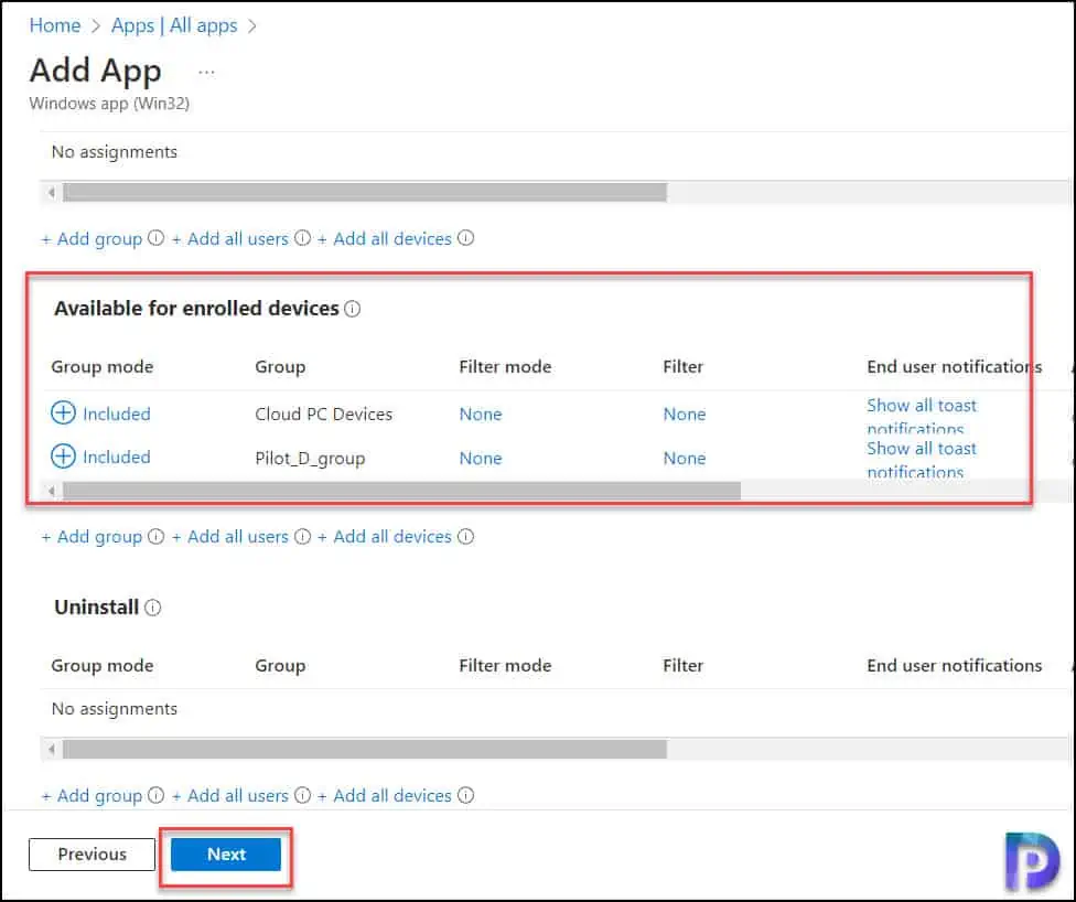 Assign WinSCP Win32 App to Groups