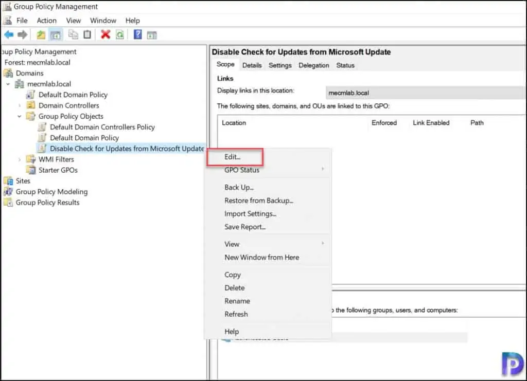 Edit the Group Policy