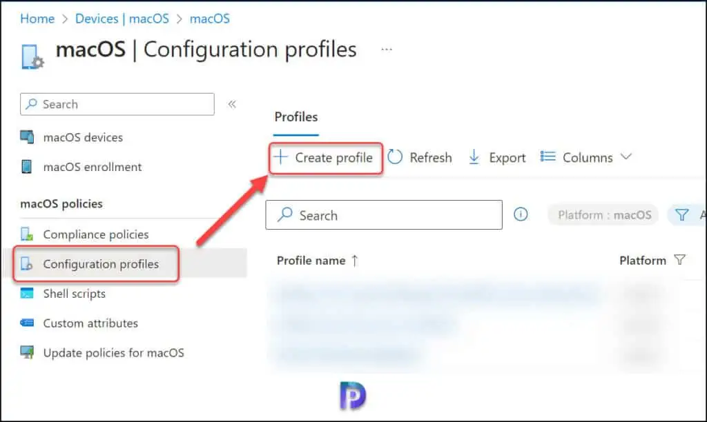 Create Configuration Profile in Intune