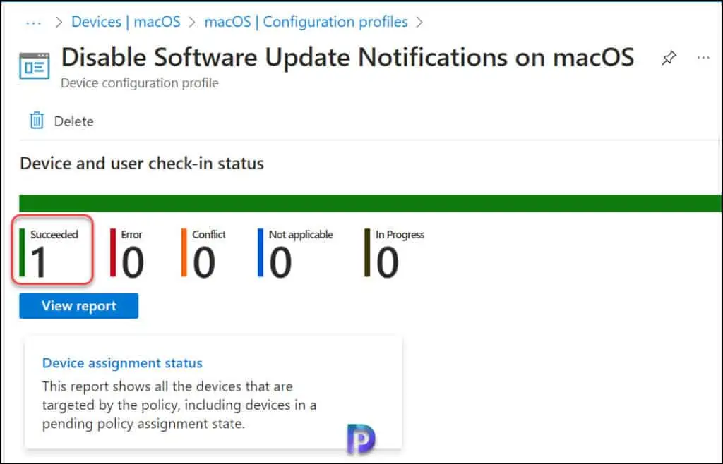 Monitor the Software Update Notifications Policy in Intune