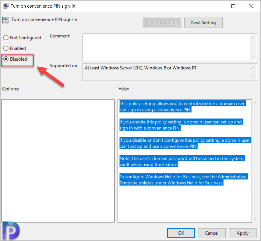 Disable Windows Hello Using Group Policy